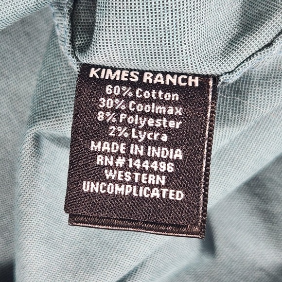 Kimes Ranch Shirt Mens Medium Blue Long Sleeve Western Coolmax Stretch Casual - Picture 12 of 12